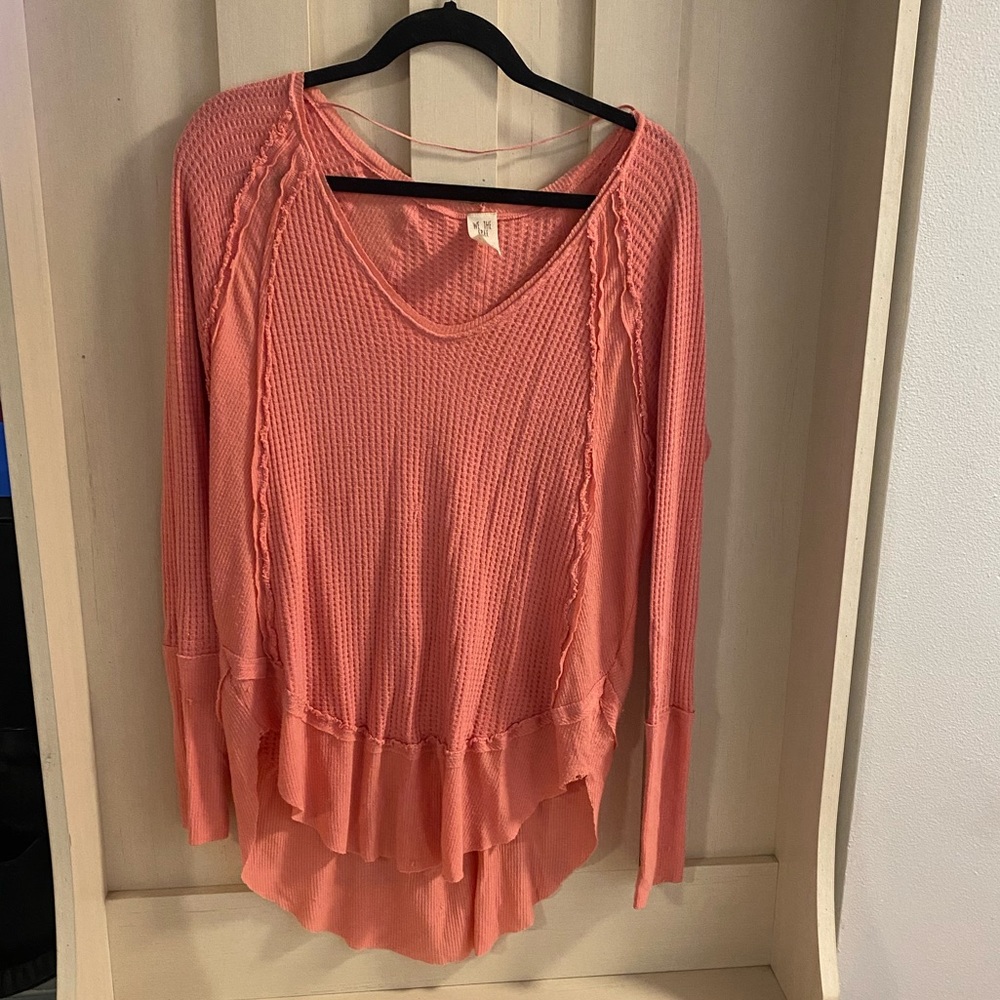 we the free coral waffle knit sweater